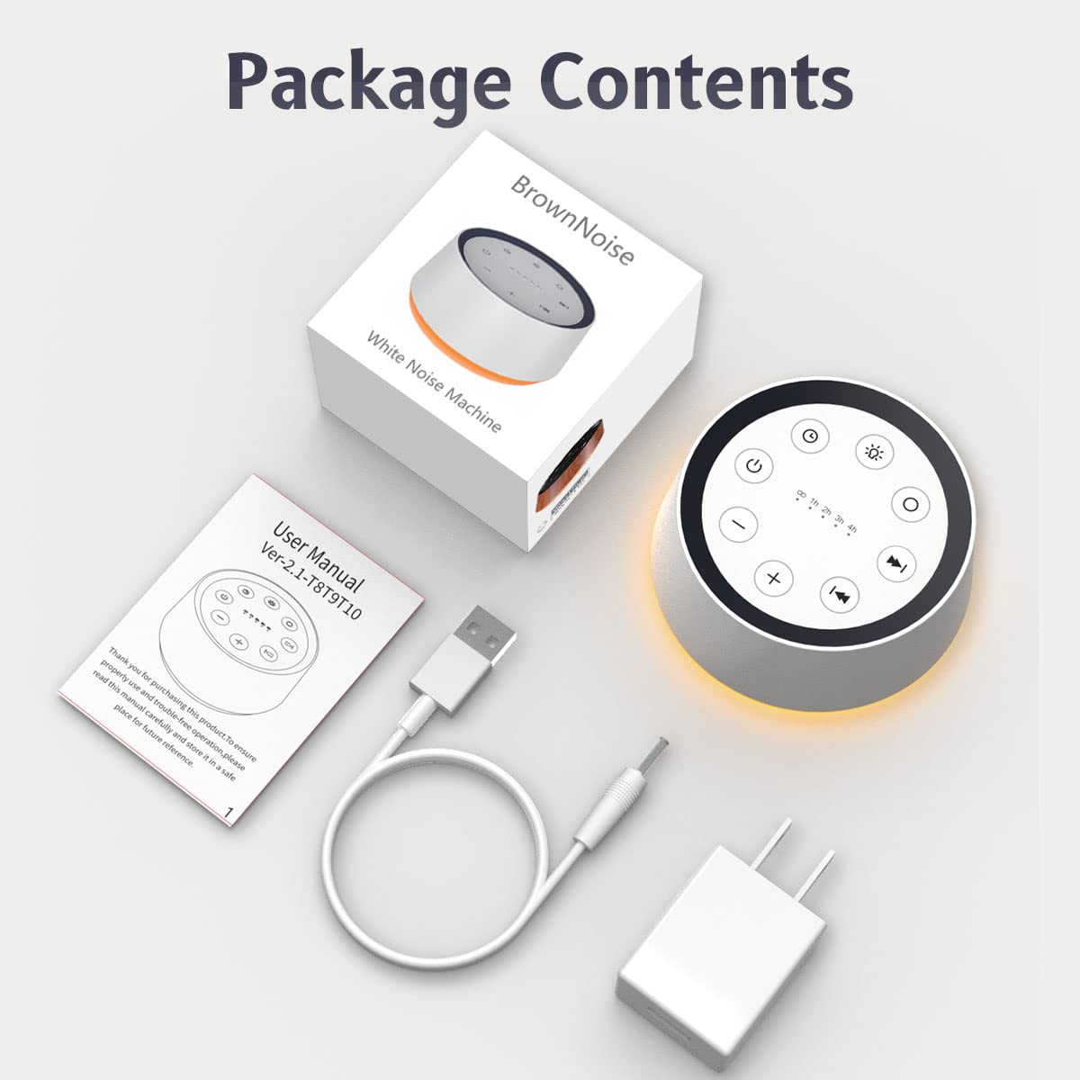 BrownNoise Sound Machine — 30 Soothing Sounds, 12 Night Light Colors, Memory, 36 Volume Levels, 5 Timers
