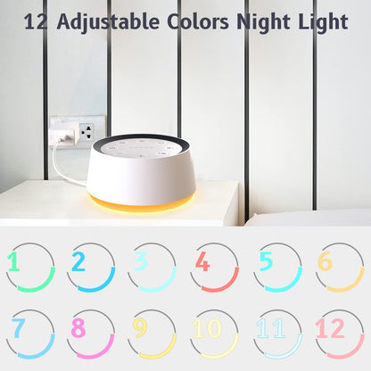 BrownNoise Sound Machine — 30 Soothing Sounds, 12 Night Light Colors, Memory, 36 Volume Levels, 5 Timers