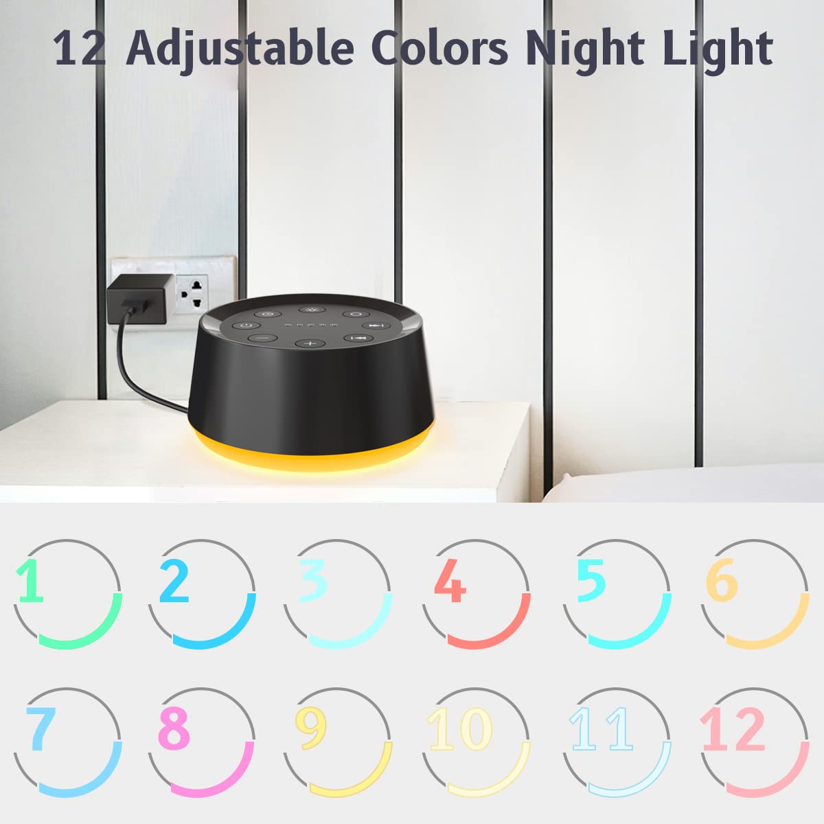 BrownNoise Brown Noise Sound Machine – 30 Sounds, 12 Night Light Colors, Memory, 5 Timers, 36 Volume Levels