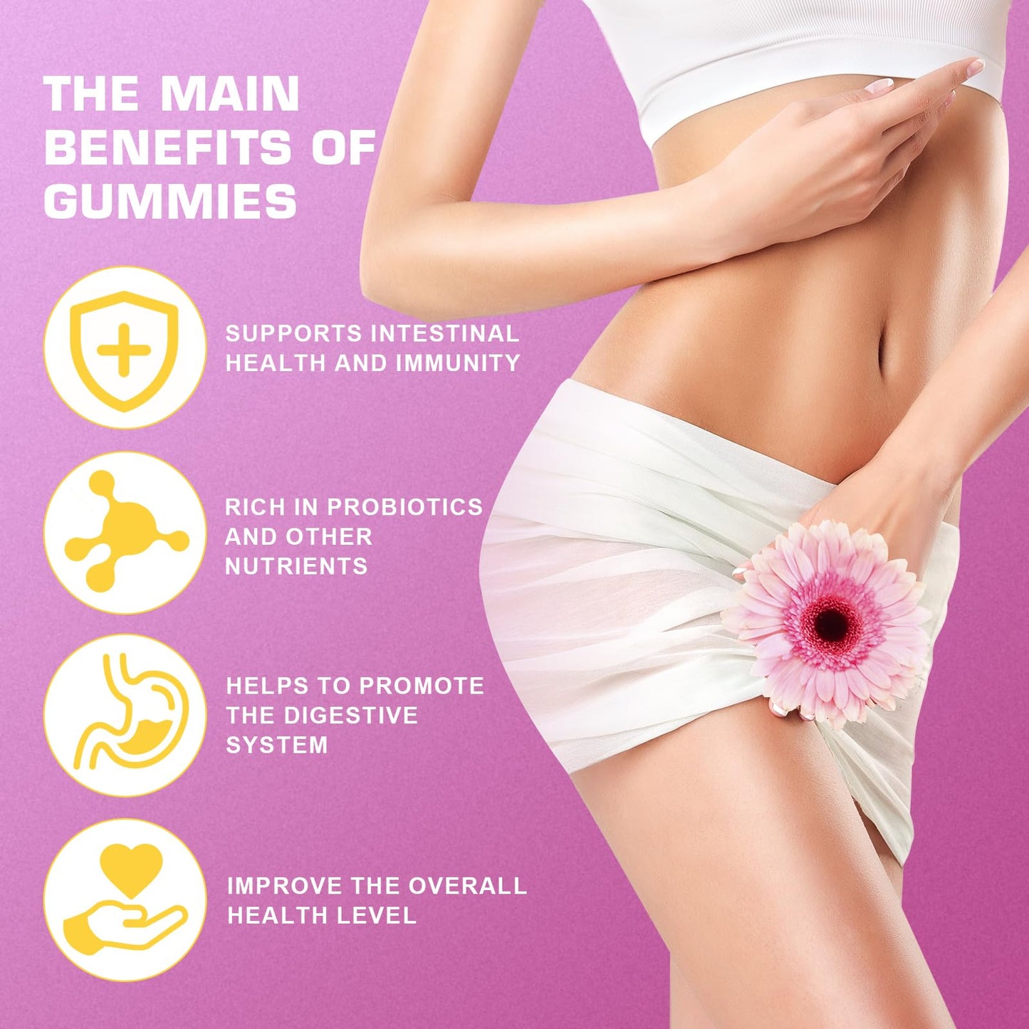 Brurtzexs Juicy Feminine Probiotic Gummies for Women | Pineapple, Vegan, 60 Count