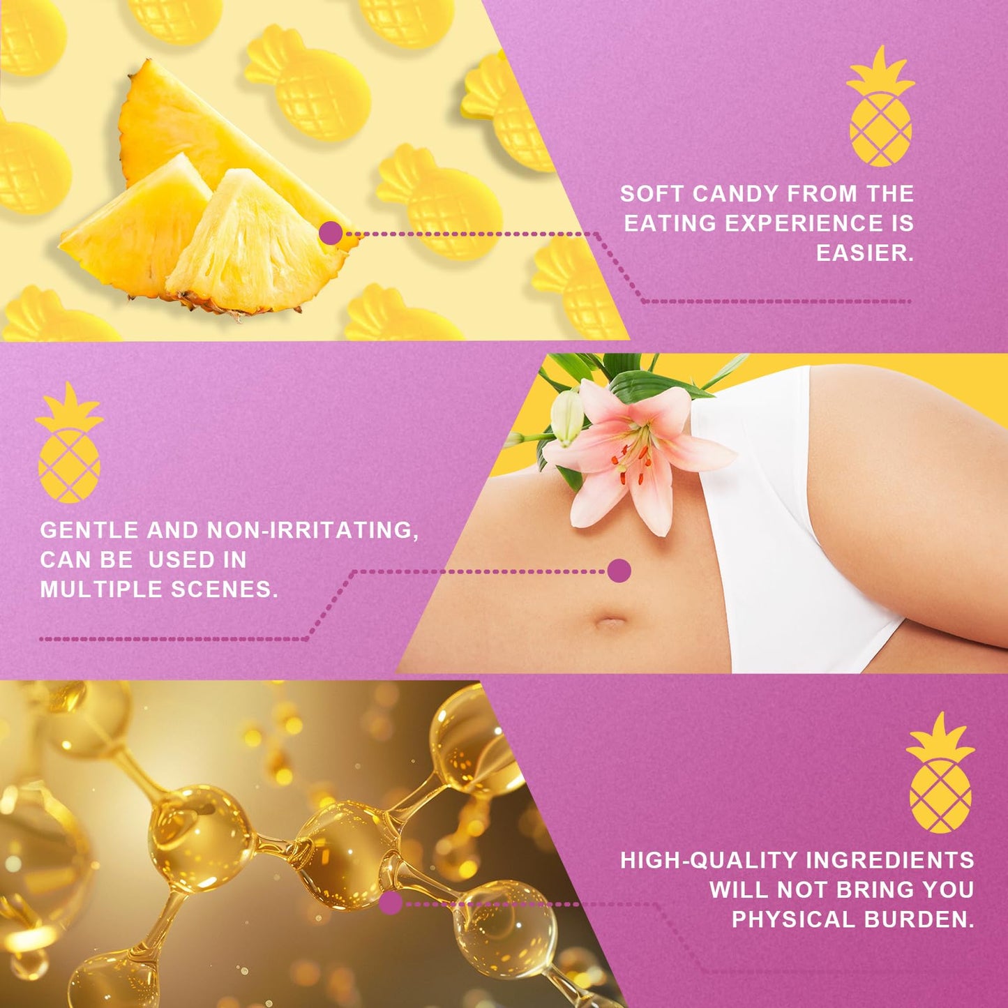 Brurtzexs Juicy Feminine Probiotic Gummies for Women | Pineapple, Vegan, 60 Count