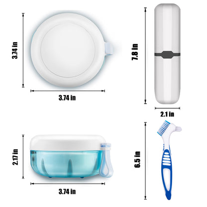 Leak-Proof Denture Case with Brush – Travel Retainer Box Set with Mirror