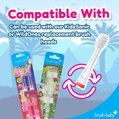 brush-baby KidzSonic Dinosaur Kids Electric Toothbrush (3+) – Disco LED Lights, Gentle Sonic Vibrations, 2-Minute Smart Timer & 30-Second Pulse Reminders – AAA Battery Included