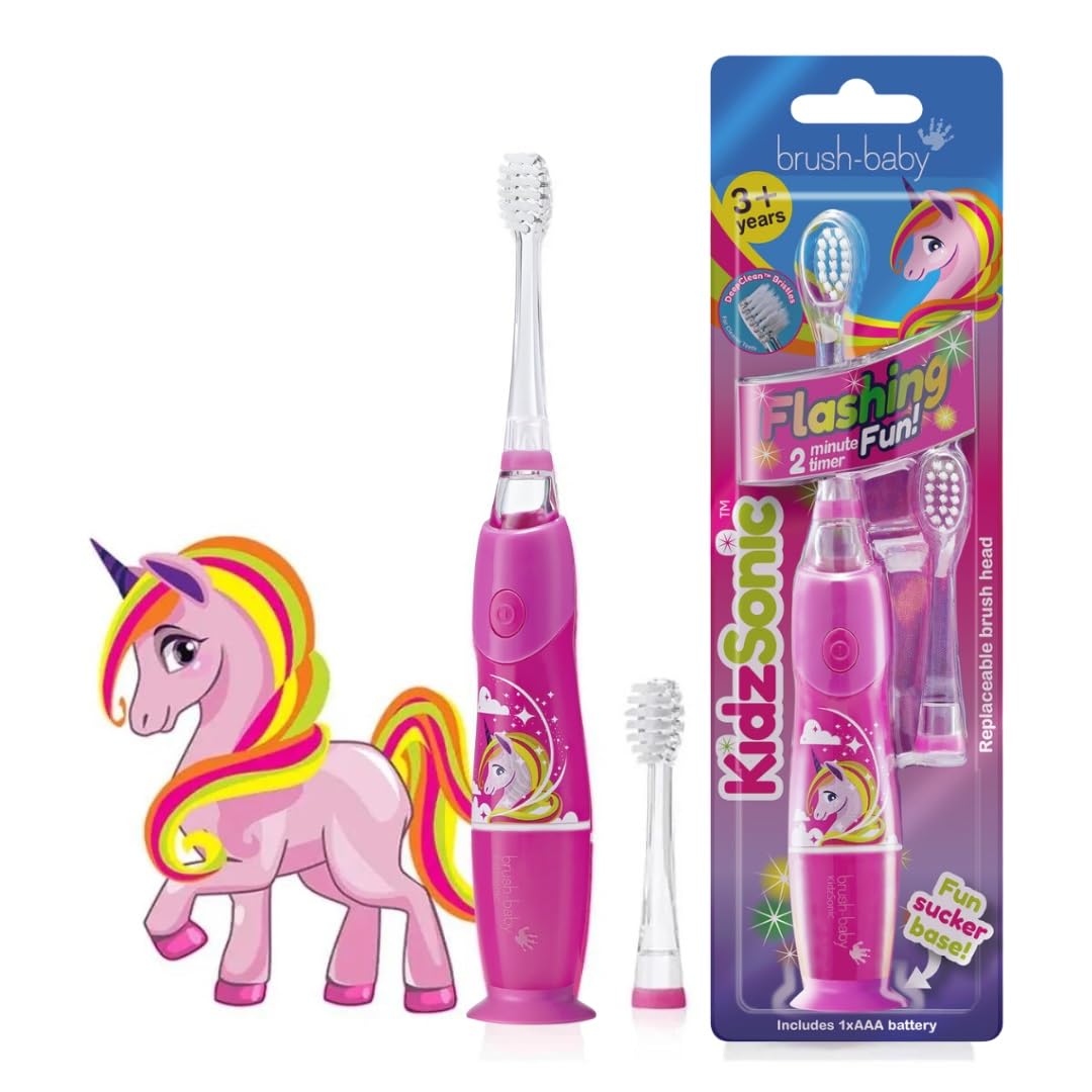 Brush-Baby KidzSonic Unicorn Kids Electric Toothbrush 3+ | DeepClean Bristles