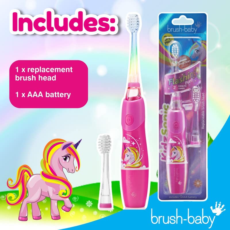 Brush-Baby KidzSonic Unicorn Kids Electric Toothbrush 3+ | DeepClean Bristles