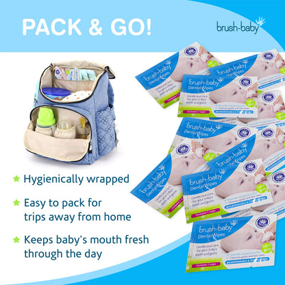 Brush Baby Teething Relief Dental Wipes for Ages 0-Toddler | Natural Pain Relief & Decay Prevention