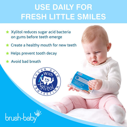 Brush Baby Teething Relief Dental Wipes for Ages 0-Toddler | Natural Pain Relief & Decay Prevention