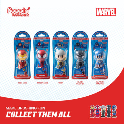 Brush Buddies Captain America Kids Toothbrush — Soft Bristles & Poppin' Cap