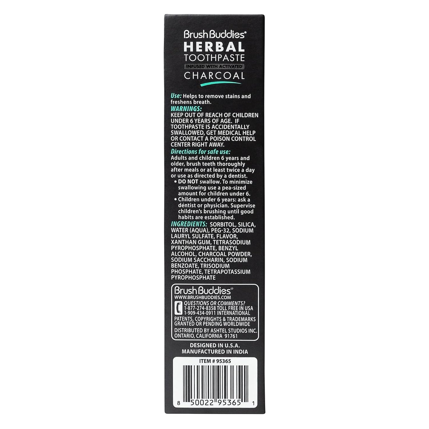 Brush Buddies Charcoal Toothpaste 6 Pack – Activated Charcoal Whitening