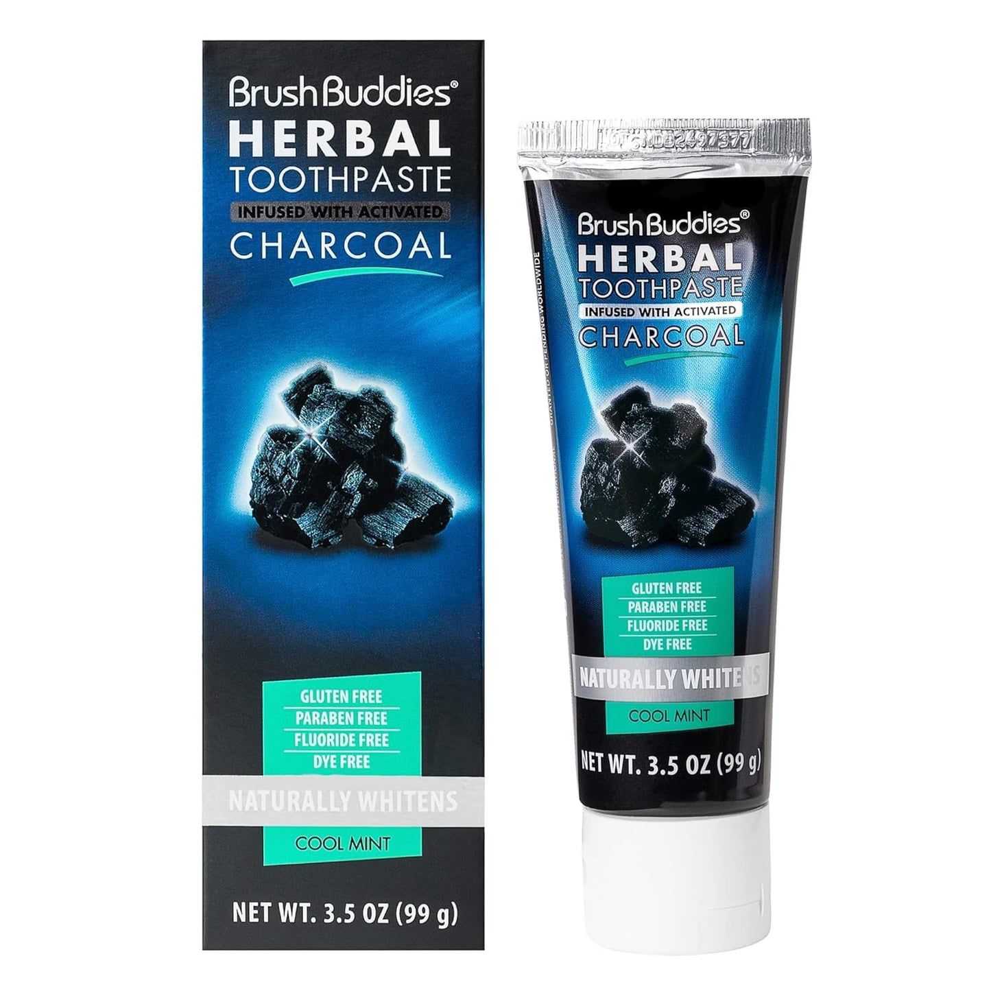 Brush Buddies Charcoal Toothpaste (2 Pack) – Activated Charcoal Whitening, Fluoride-Free