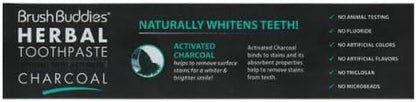 Brush Buddies Charcoal Toothpaste (2 Pack) – Activated Charcoal Whitening, Fluoride-Free
