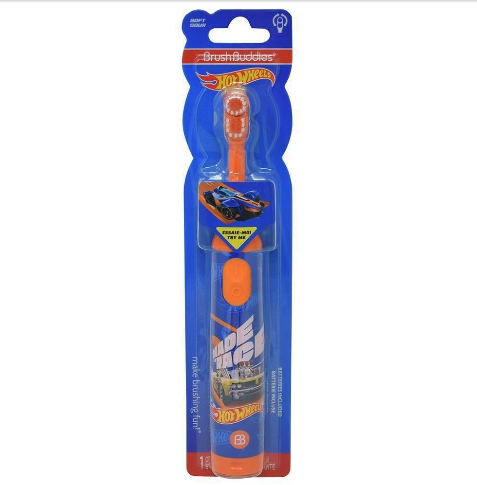 Brush Buddies Hot Wheels Electric Toothbrush for Kids 4-7 | Battery-Powered Pediatric Toothbrush