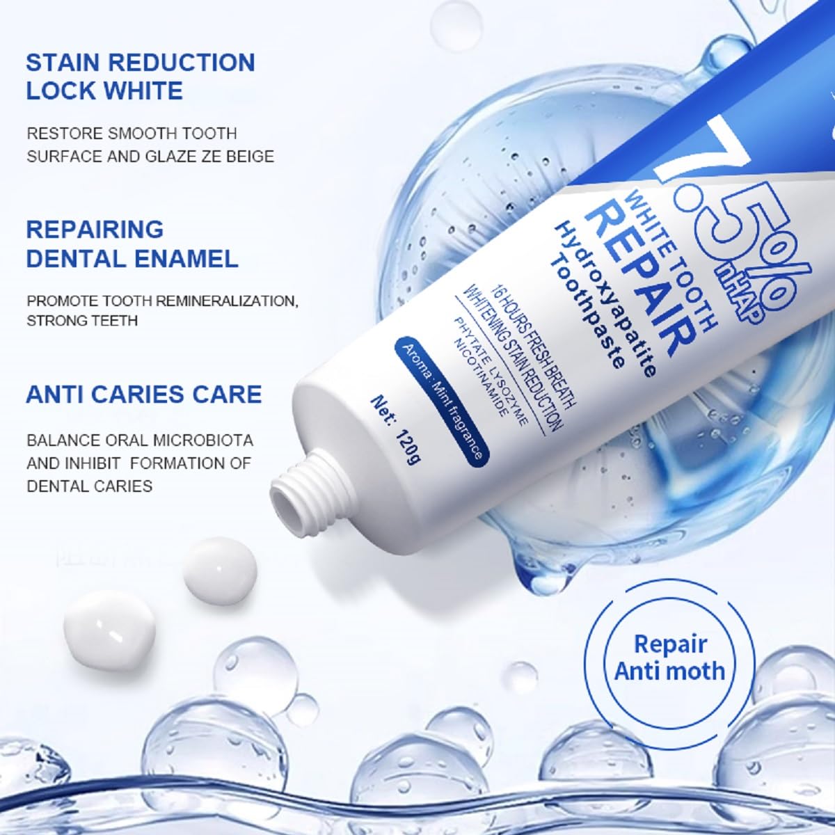 Hydroxyapatite Toothpaste 7.5% for Enamel Protection & Tooth Strengthening – Fluoride-Free, Gentle Mint