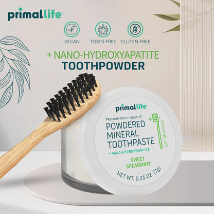Primal Life Organics Dirty Mouth Toothpowder – Sweet Spearmint, 0.25 oz