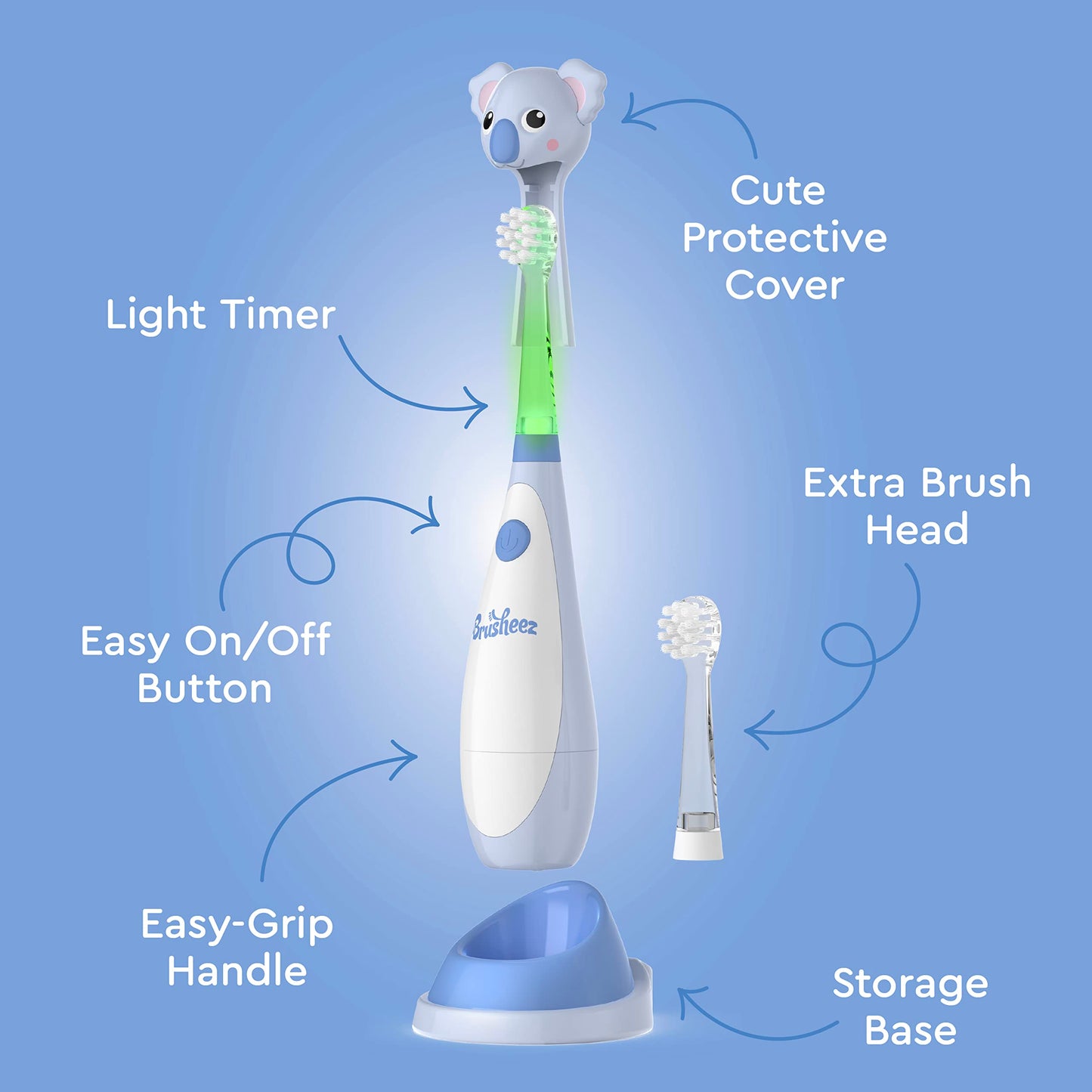 Brusheez Toddlers Sonic Toothbrush – Safe 1-3 yrs, 2-Min Timer (Kiwi the Koala)
