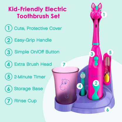 Brusheez Kids' Electric Toothbrush Set (Ages 3+) – Safe, Gentle Bristles