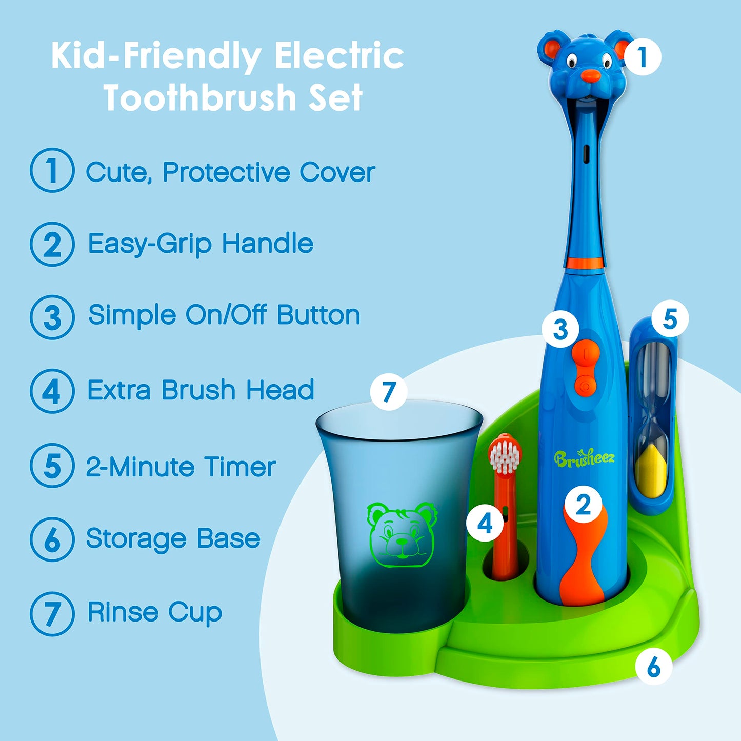 Brusheez Kids’ Electric Toothbrush Set – Safe & Gentle for Ages 3+