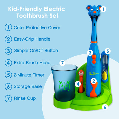 Brusheez Kids’ Electric Toothbrush Set – Safe & Gentle for Ages 3+