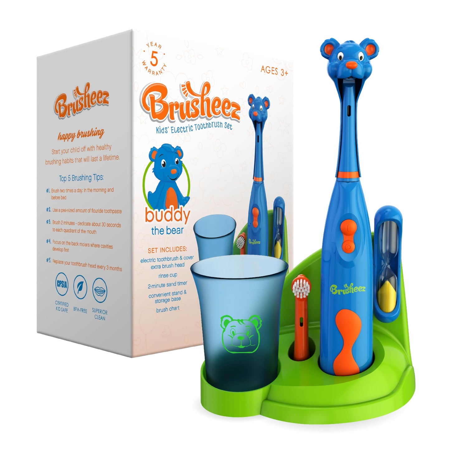Brusheez Kids’ Electric Toothbrush Set – Safe & Gentle for Ages 3+