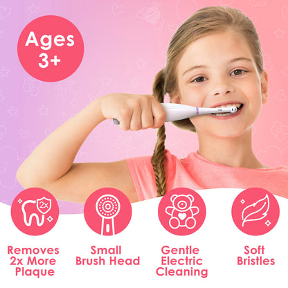 Brusheez Kids’ Electric Toothbrush Set – Safe for Ages 3+ | 2-Min Timer & 2 Brush Heads