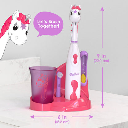 Brusheez Kids’ Electric Toothbrush Set – Safe for Ages 3+ | 2-Min Timer & 2 Brush Heads