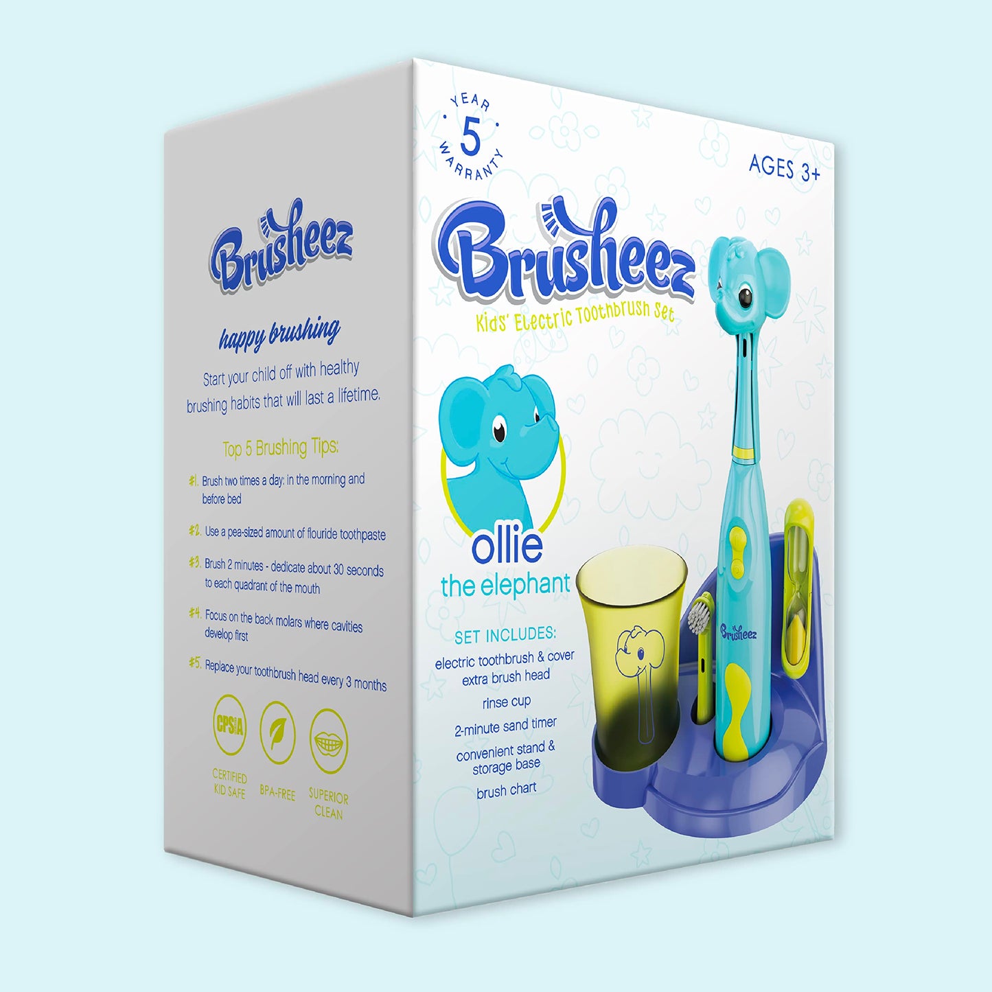 Brusheez Kids’ Electric Toothbrush Set for Ages 3+ – Ollie The Elephant