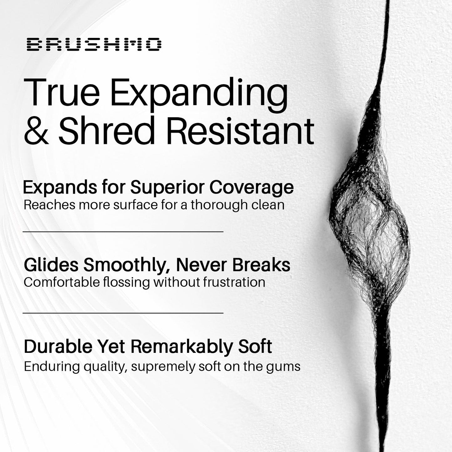 Brushmo Black Floss BBFloss Expanding Mint Dental Floss, 55 yd