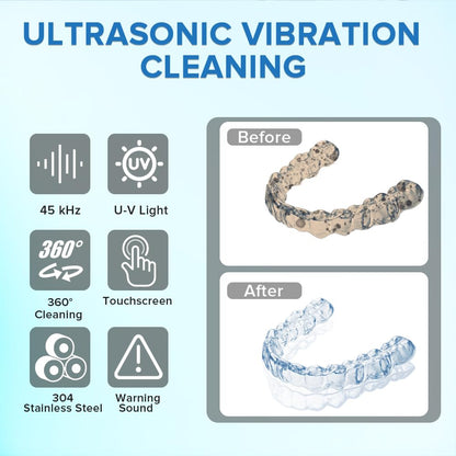 Bsbke Ultrasonic Retainer Cleaner 45kHz – 6 UV Lights, 200ml Capacity, Black