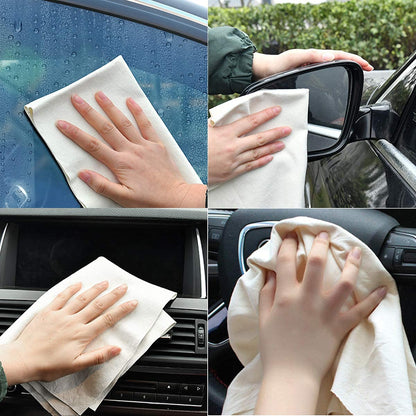 BSHELL Chamois Cloth 7x6 in (Pack of 5) - Natural Leather Cleaning Cloths for Glasses, Jewelry, Cameras