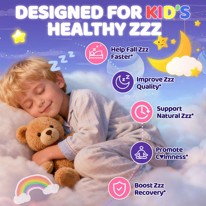 BSSTABBON Kid's Magnesium Glycinate Gummies – Melatonin-Free, L-Theanine, B6 D3, Omega-3 (120 ct)
