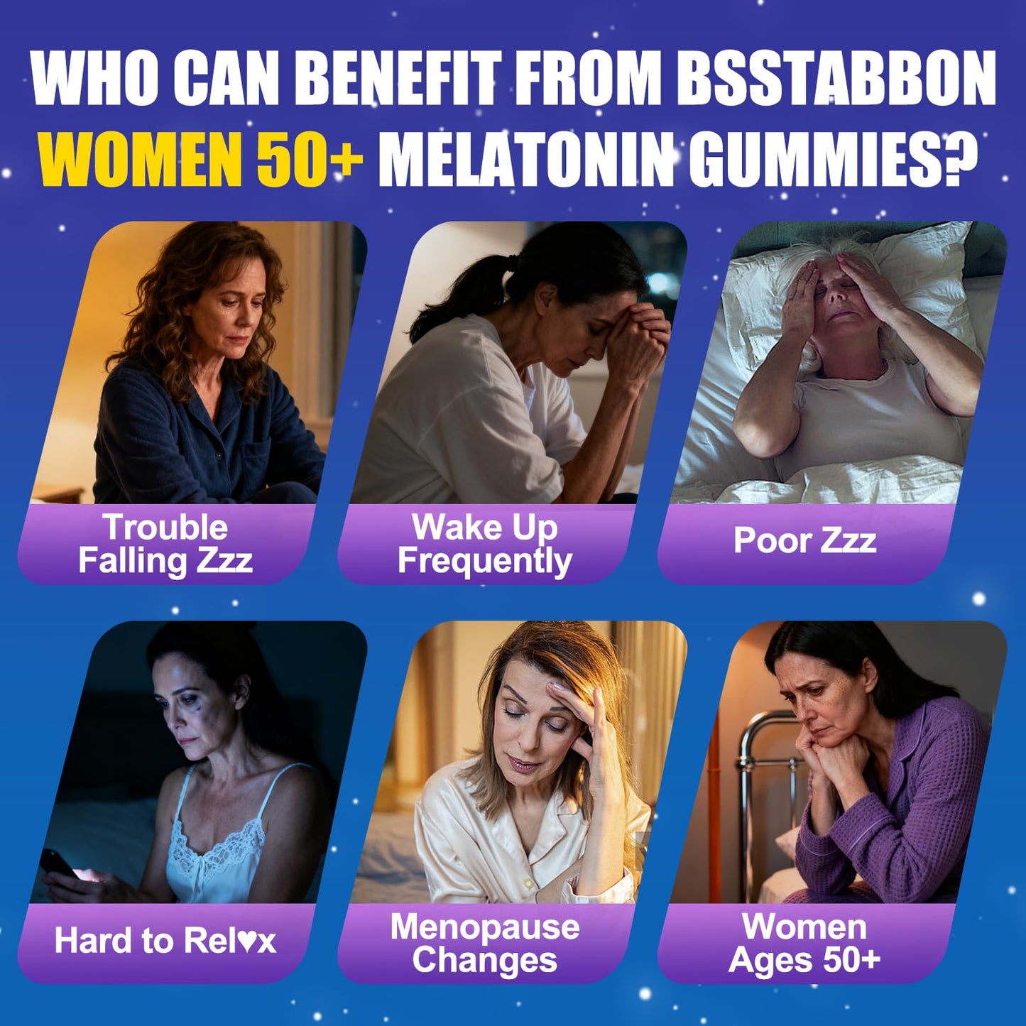 BSSTABBON Melatonin 10mg Gummies for Women 50+ - Max Strength + Vitamin D3