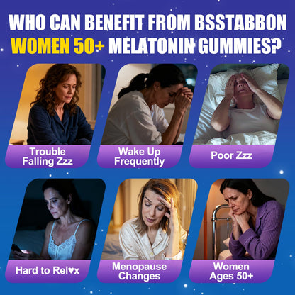 BSSTABBON Melatonin 10mg Gummies for Women 50+ - Max Strength + Vitamin D3