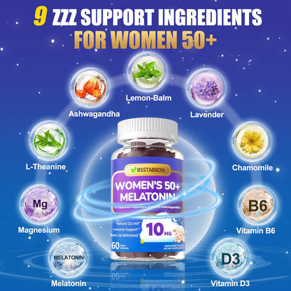 BSSTABBON Melatonin 10mg Gummies for Women 50+ - Max Strength + Vitamin D3