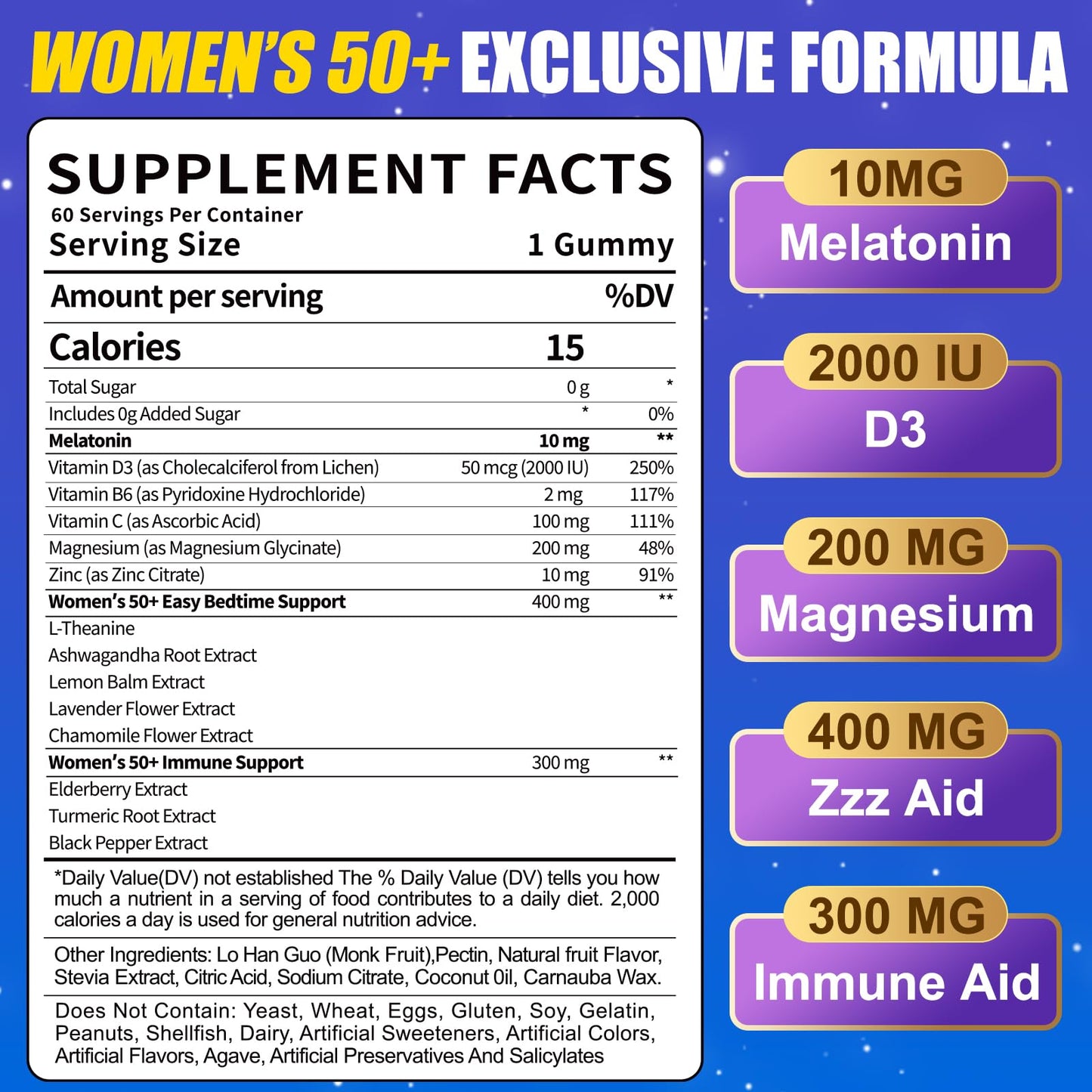 BSSTABBON Melatonin 10mg Gummies for Women 50+ - Max Strength + Vitamin D3