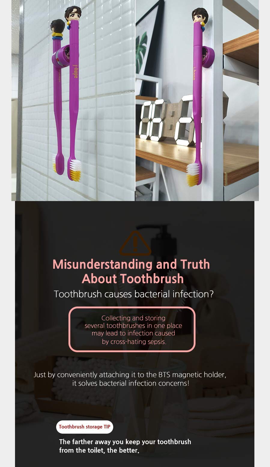 BTS Official Merchandise - Character Figure Toothbrush with Magnetic Holder (RM) | Fans Gift