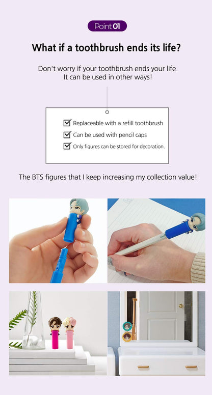 [BTS Official Merchandise] Fans Gift - K-Pop Idols Goods - BTS Character Figure Toothbrush with Convenient Magnetic Holder (Suga)