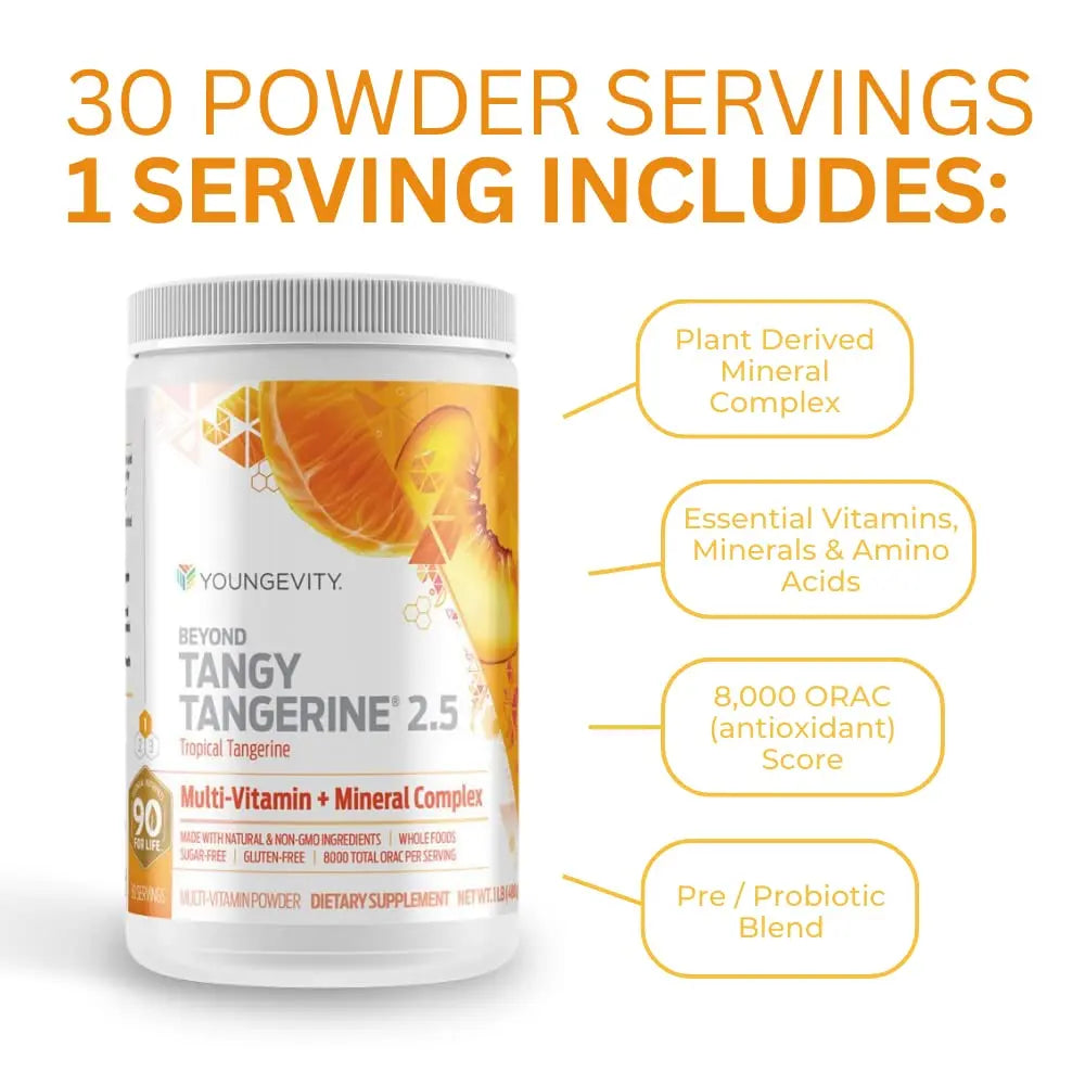 Youngevity Beyond Tangy Tangerine 2.5 Tropical Tangerine – Ultimate Multi-Vitamin & Mineral Complex (8,000 ORAC) BritishVita | Premium UK Vitamins & Wellness Supplements