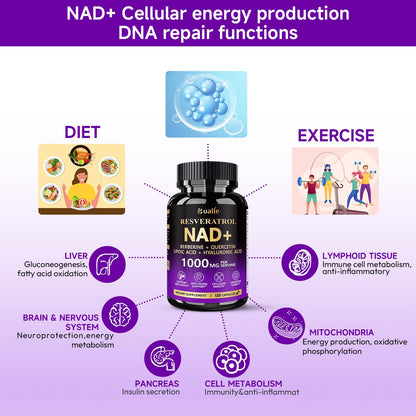 Bualle NAD Liposomal Supplement | Joint Support & Anti-Aging | 120 Capsules