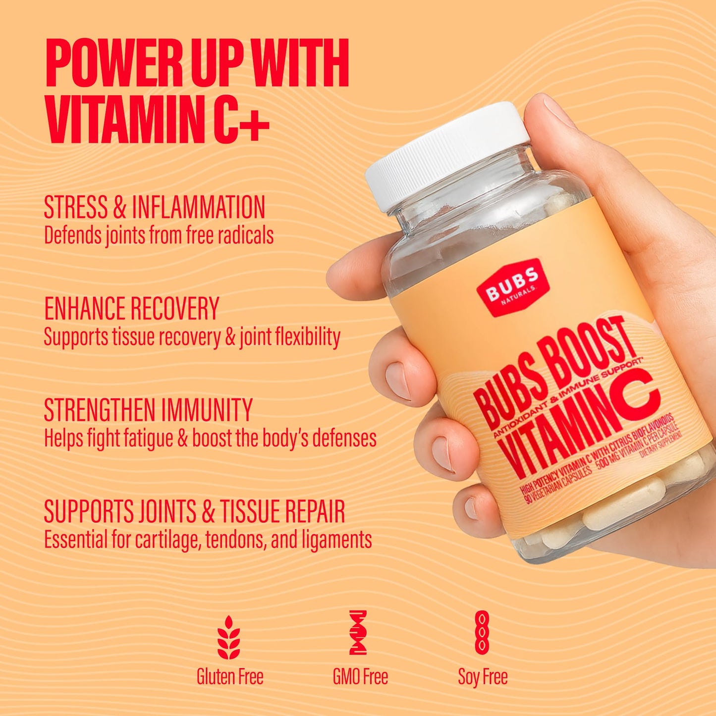 BUBS Naturals Vitamin C with Bioflavonoids – Immune Support & Collagen Health (90 Count)