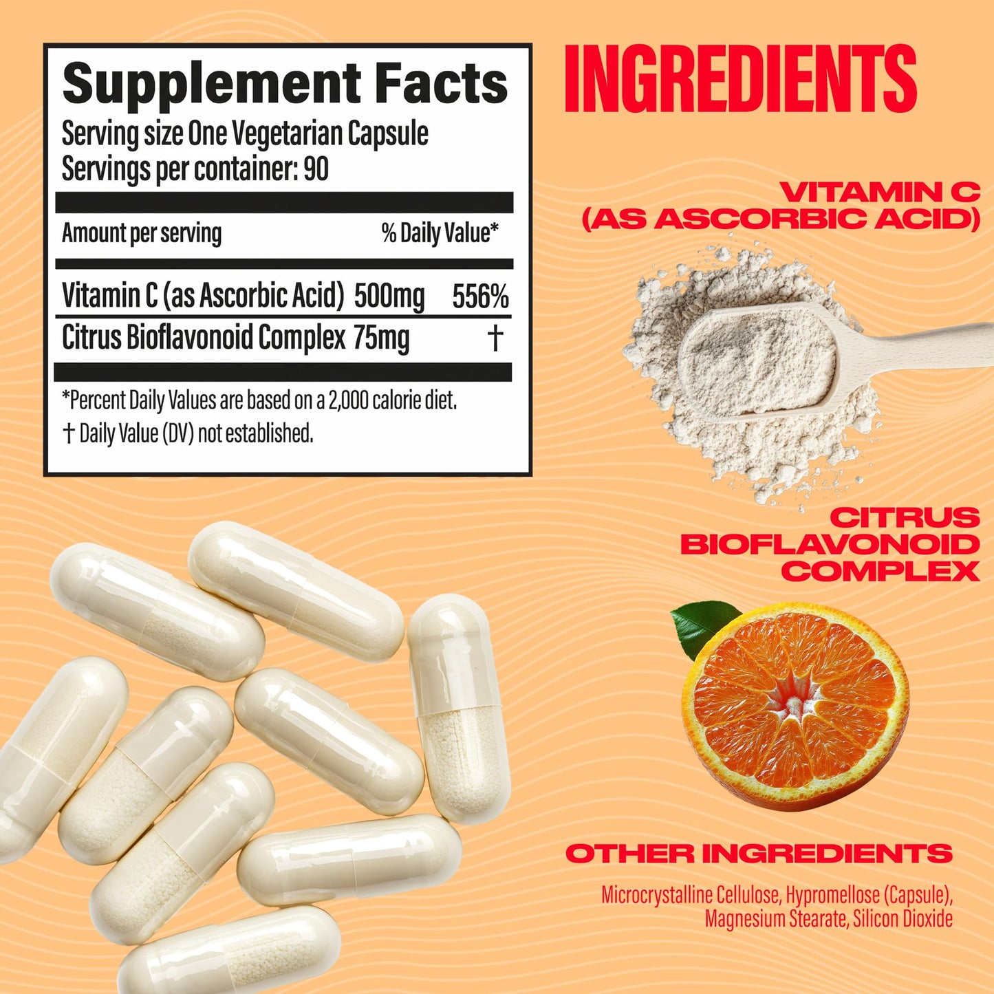 BUBS Naturals Vitamin C with Bioflavonoids – Immune Support & Collagen Health (90 Count)