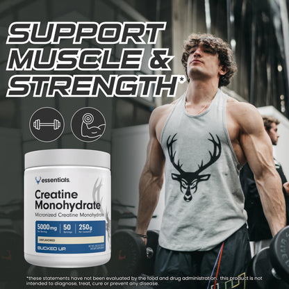 Bucked Up Pure Micronized Creatine Monohydrate – Unflavored, 5g per Serving, 50 Servings (250g)