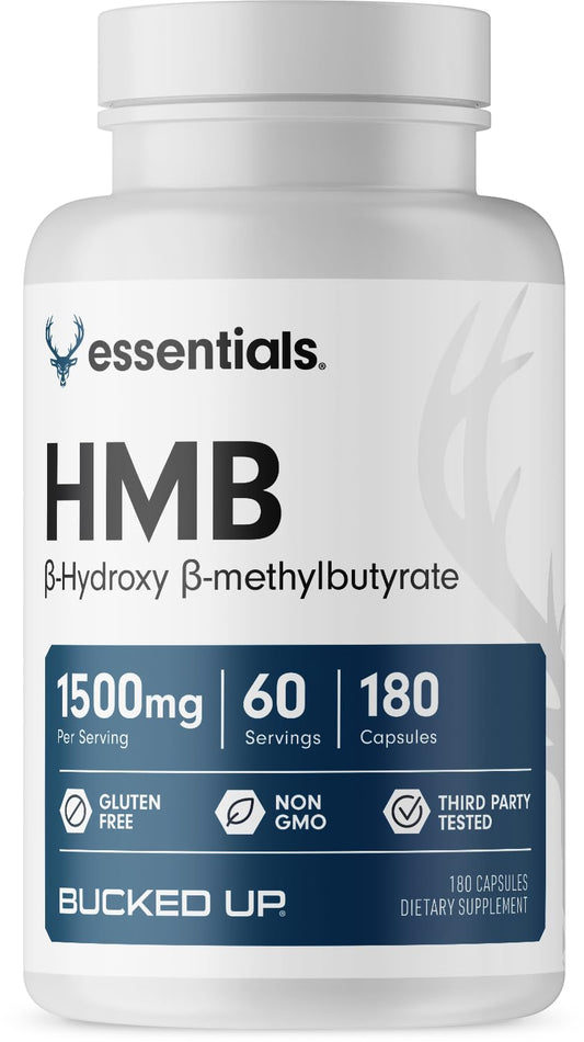Bucked Up HMB (Beta-Hydroxy Beta-Methylbutyrate) 1500mg Per Serving, Essentials (60 Servings, 180 Capsules) BritishVita | Premium UK Vitamins & Wellness Supplements