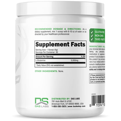 Bucked Up L-Glutamine (5000mg) – Essentials 50 Servings | 250g