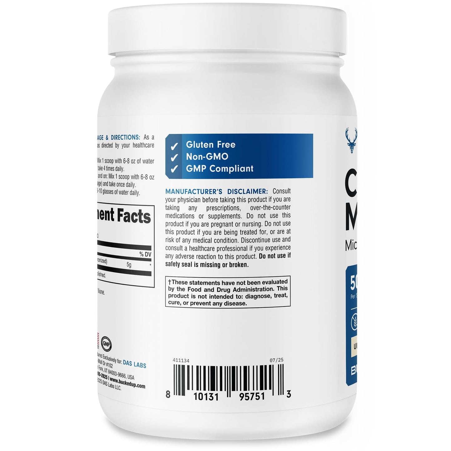 Bucked Up Pure Creatine Monohydrate – 600 g, Unflavored, 120 Servings