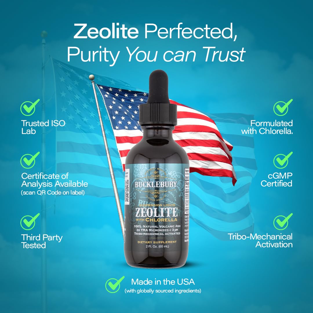 BUCKLEBURY Zeolite Liquid Suspension with Chlorella – Detox & Immune Support (60 Servings)