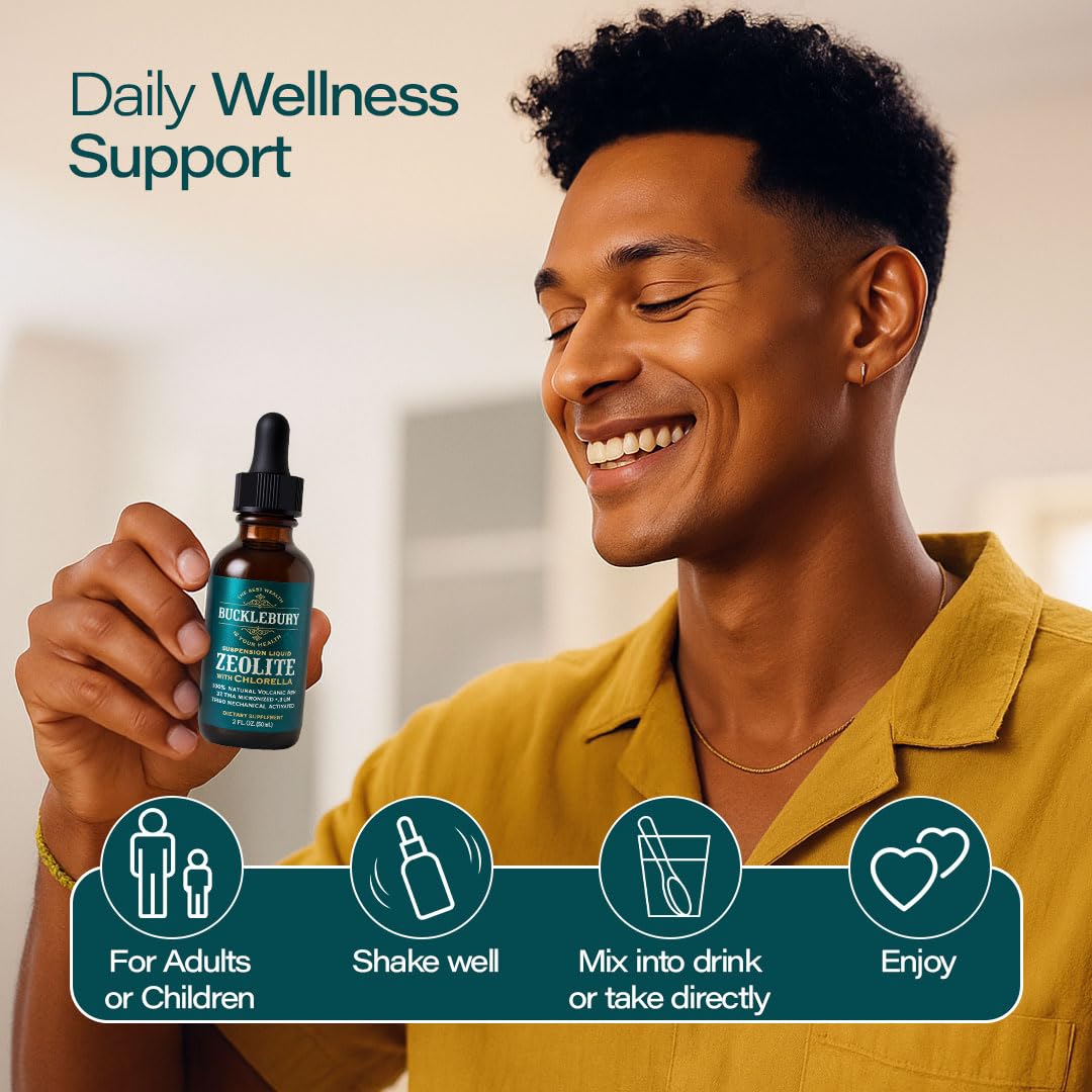 BUCKLEBURY Zeolite Liquid Suspension with Chlorella – Detox & Immune Support (60 Servings)