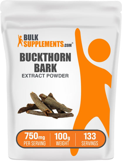 Buckthorn Bark Extract Powder – 750mg per Serving, 100g (3.5 oz) | Vegan & Gluten Free | BulkSupplements.com