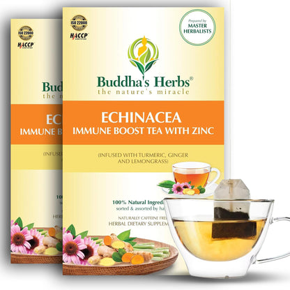 Buddha's Herbs Echinacea Tea – Immune Support with Zinc, Turmeric & Ginger (2 Pack)