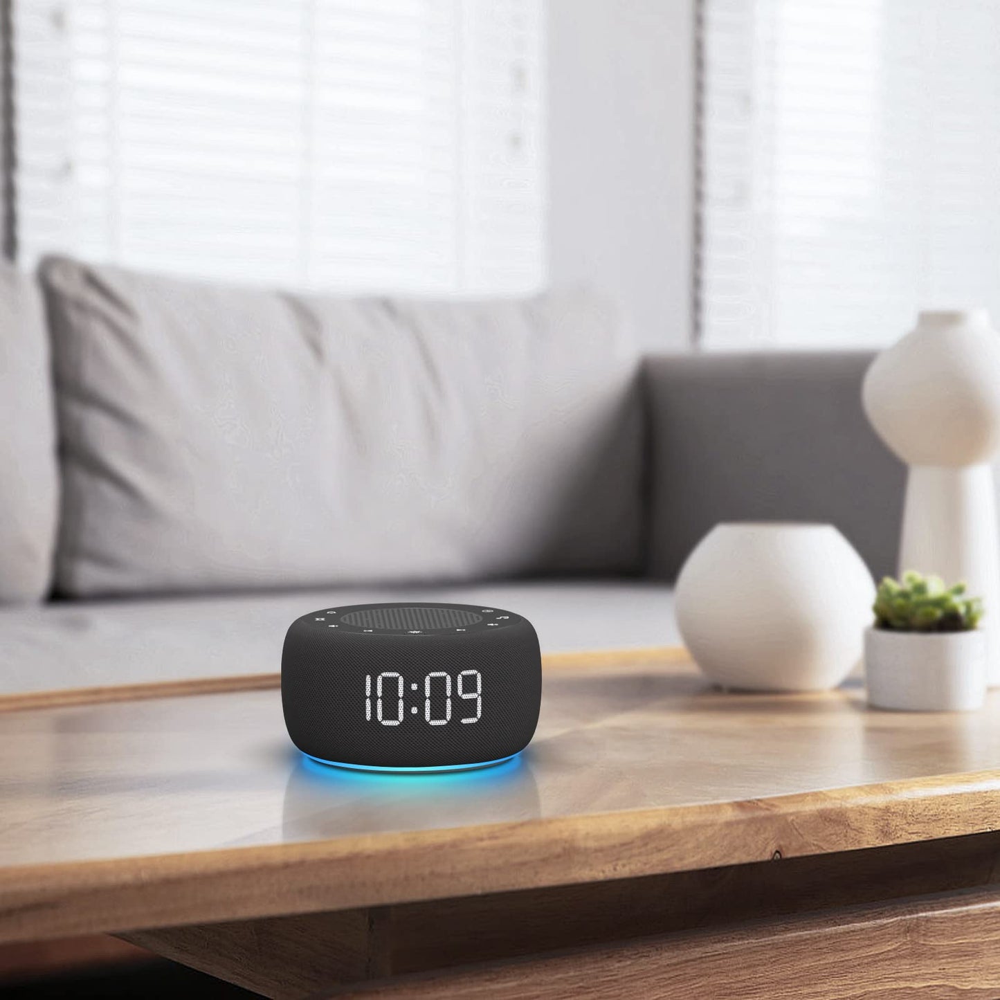 Buffbee Sound Machine & Alarm Clock 2-in-1 – 0-100% Brightness, 7-Color Light, 18 Sleep Sounds