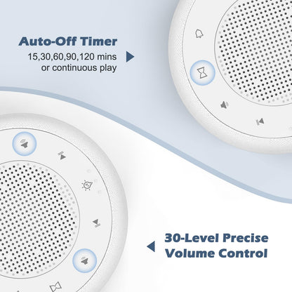 Buffbee Sound Machine & Alarm Clock 2-in-1 – 18 Sleep Sounds, 30-Level Volume, Adjustable Brightness